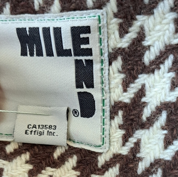 VINTAGE Mile End women's wool coat jacket houndstooth brown & white size S - Picture 10 of 16